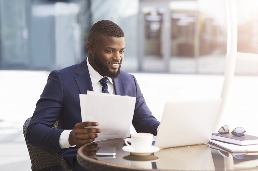 Black entrepreneur managing finances